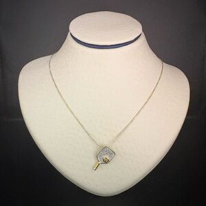 Pickle Ball & Paddle 925 Stamped Pendant With 925 Sterling Silver Necklace. NWOT